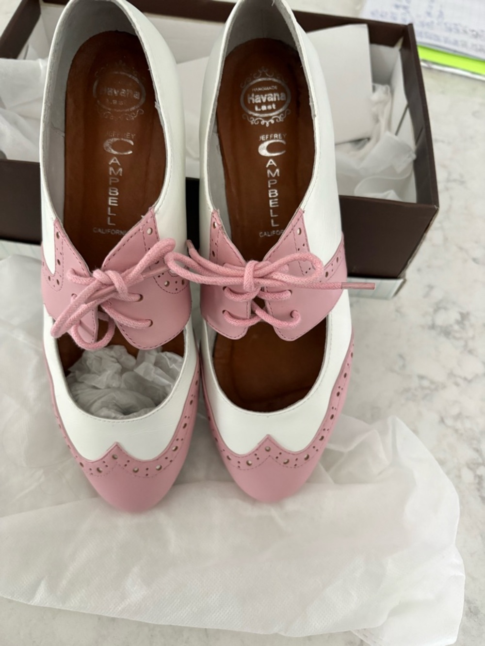 Jeffrey Campbell Pink and White Wingtip lookbook Lace-Up Flats